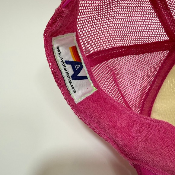 Aviator Nation Trucker Hat Pink Smiley Face Snapback Retro Surf Skate Y2K - Picture 6 of 8